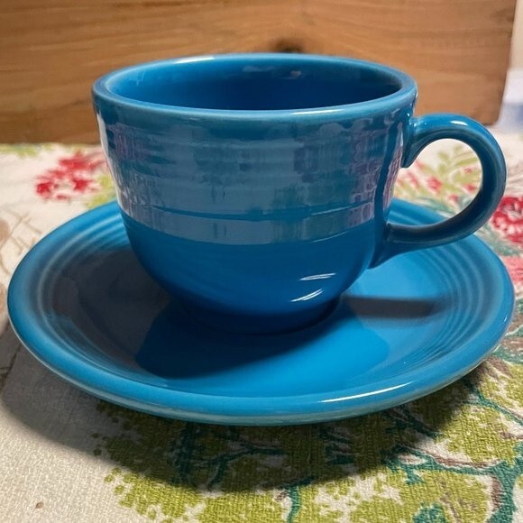 Fiestaware Retired Peacock Cup & Saucer - Picture 1 of 7